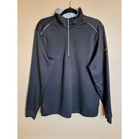 Nike Golf Mens Sz Medium Dri Fit Black 1/4 Zip Pullover Shirt‎ - Picture 1 of 9